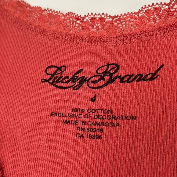 Lucky Brand Boho Peasant Top w Tassels Orange & Ribbed Tank w Lace - Picture 12 of 12